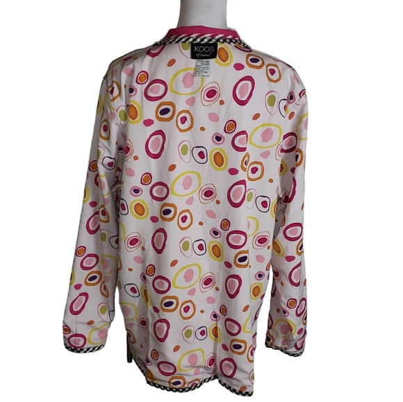 KOOS Of Course Pink Linen Blend Geometric Print Reversible Blazer Jacket Sz L - Picture 6 of 16